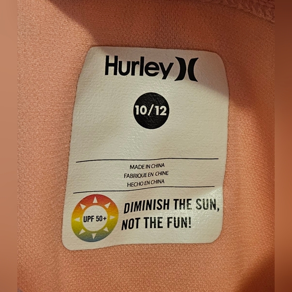 Hurley Girls Pink Floral One Piece Swimsuit 10/12 - Picture 2 of 3